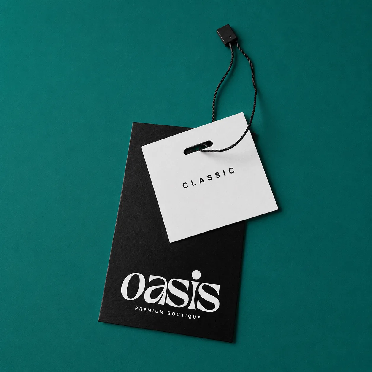 Contrast two-piece branded tag
